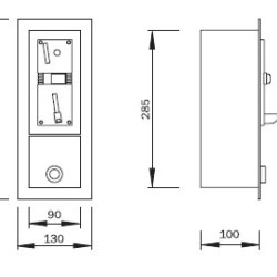 Monetinė spyna WC durims Įtampa 12V, 50 Hz. Leistina temperatūra (0 - +50) °C.