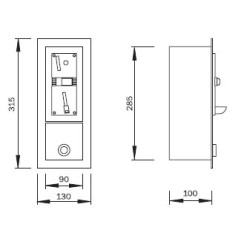 Monetinė spyna WC durims Įtampa 12V, 50 Hz. Leistina temperatūra (0 - +50) °C.