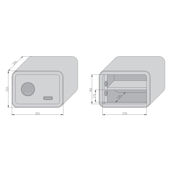 mySafe 350 ELBuitinis seifas su elektronine spyna, juoda. 250x350x280mm