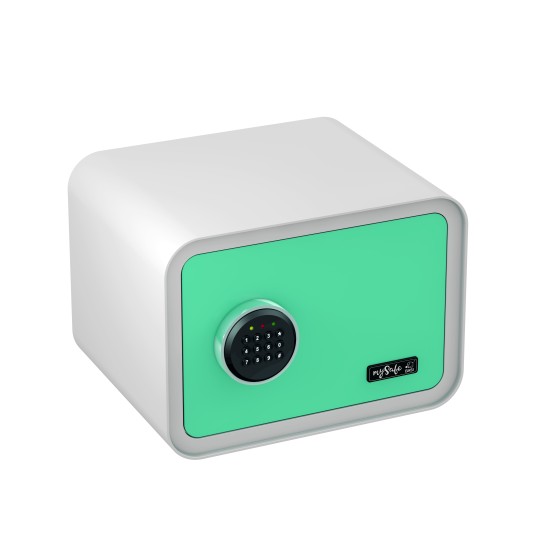 mySafe 350 ELBuitinis seifas su elektronine spyna, balta/mėlyna 250x350x280mm