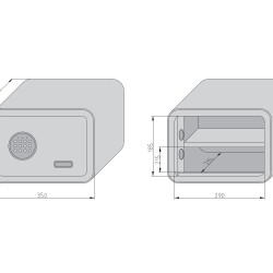 mySafe 350 ELBuitinis seifas su elektronine spyna, balta/mėlyna 250x350x280mm