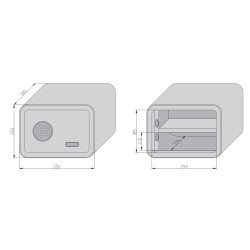 mySafe 350 ELBuitinis seifas su elektronine spyna, balta/mėlyna 250x350x280mm