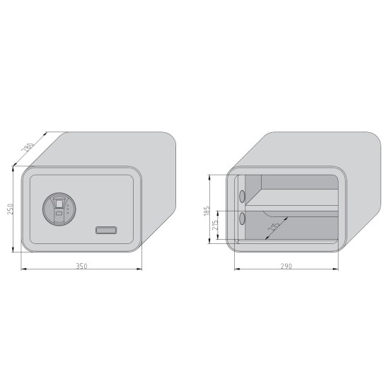 „mySafe 350 FP citrina, seifas su biometrine spyna 250x350x280mm