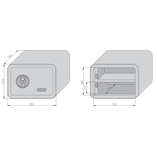 „mySafe 350 FP“ matinis juodas, seifas su biometrine spyna 250x350x280mm