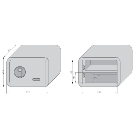 „mySafe 350 FP rožinis“, seifas su biometrine spyna 250x350x280mm