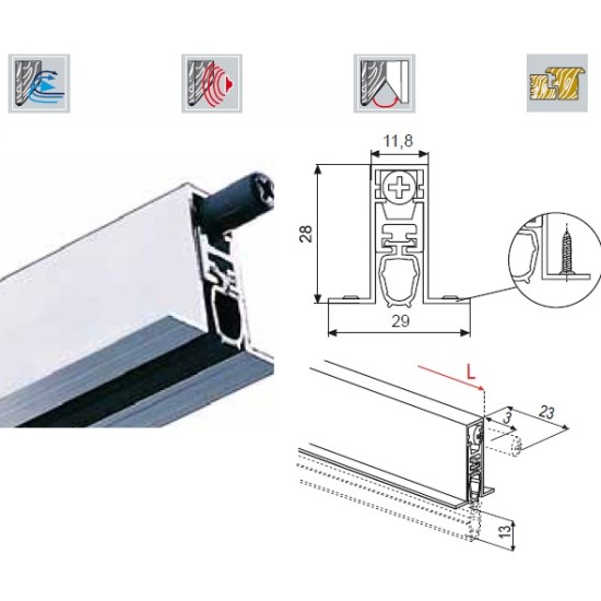 Slenkstis metalinėms durims 600mm