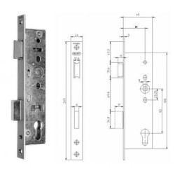Evakuacinių durų užraktas 9673/08 PZ 35/92/9 kairėje, PAF D, juostelė 24x245mm