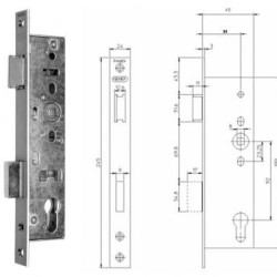 Evakuacinių durų užraktas 9673/08 PZ 35/92/9 dešinėje, PAF D, juostelė 24x245mm