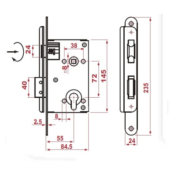 AGRA spyna 55/72mm