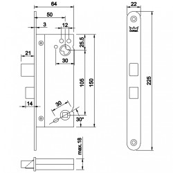 Įleidžiamas mechanizmas DORMAKABA DL 712, dešinysis, cinkas
